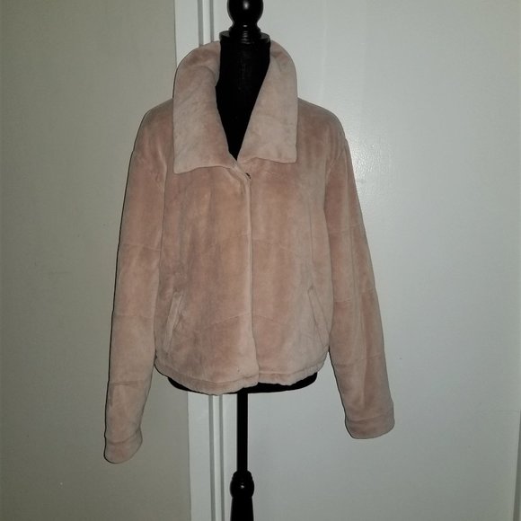 Final Price🌼Blush Pink Quilted Velvet Jacket - L - Picture 1 of 5